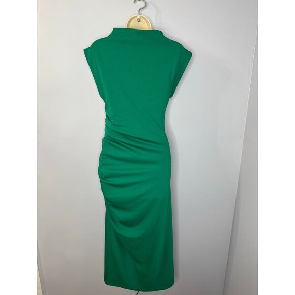 Anthropologie The Maya Ruched Cowl-Neck Midi Dress Kelly Green Stretch Sz XS New - Picture 11 of 14